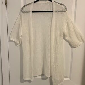 White Lightweight Open Front Cardigan Sweater